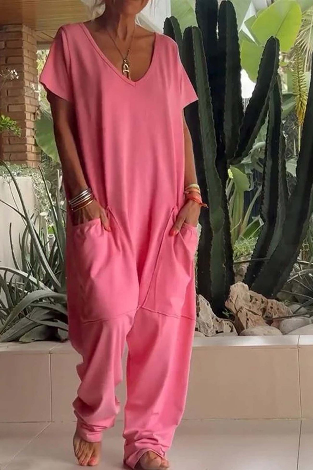 Reyna | Casual Short Sleeve Pocket Jumpsuit