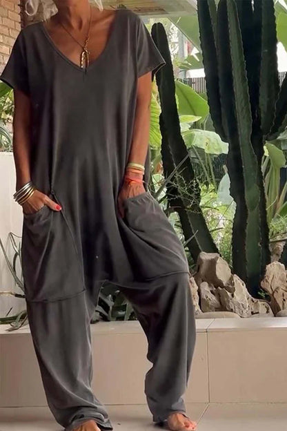 Reyna | Casual Short Sleeve Pocket Jumpsuit
