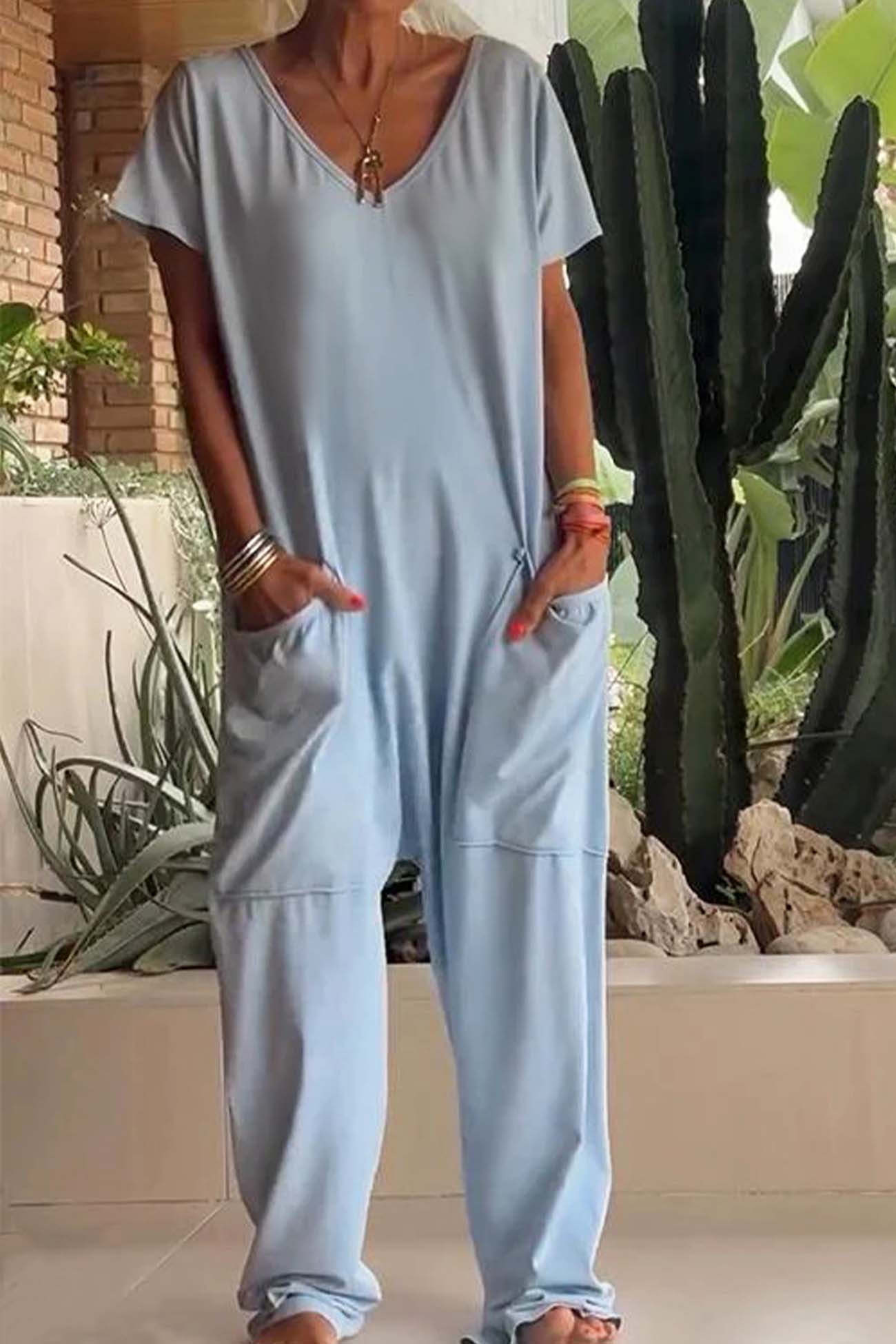 Reyna | Casual Short Sleeve Pocket Jumpsuit