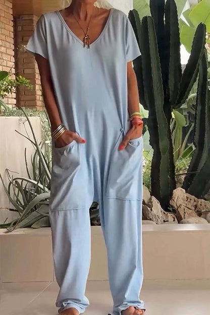 Reyna | Casual Short Sleeve Pocket Jumpsuit