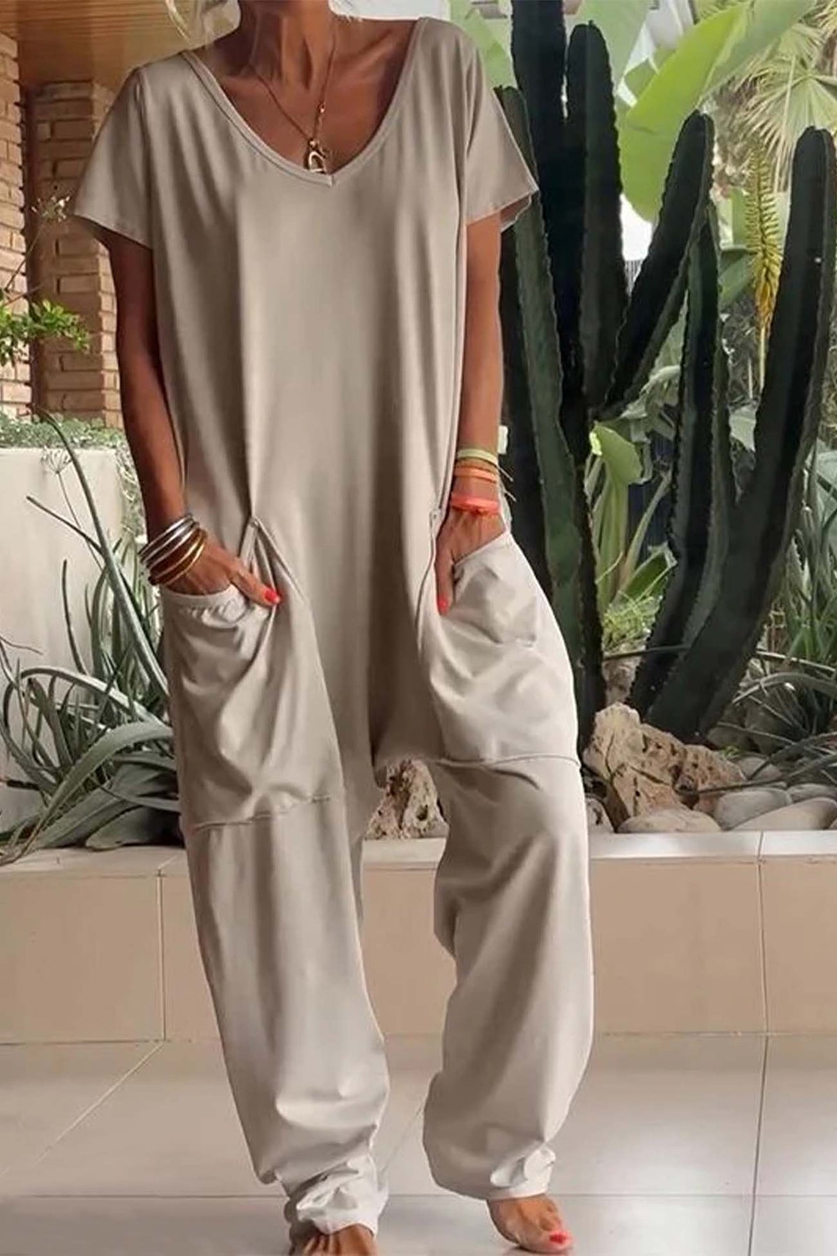 Reyna | Casual Short Sleeve Pocket Jumpsuit