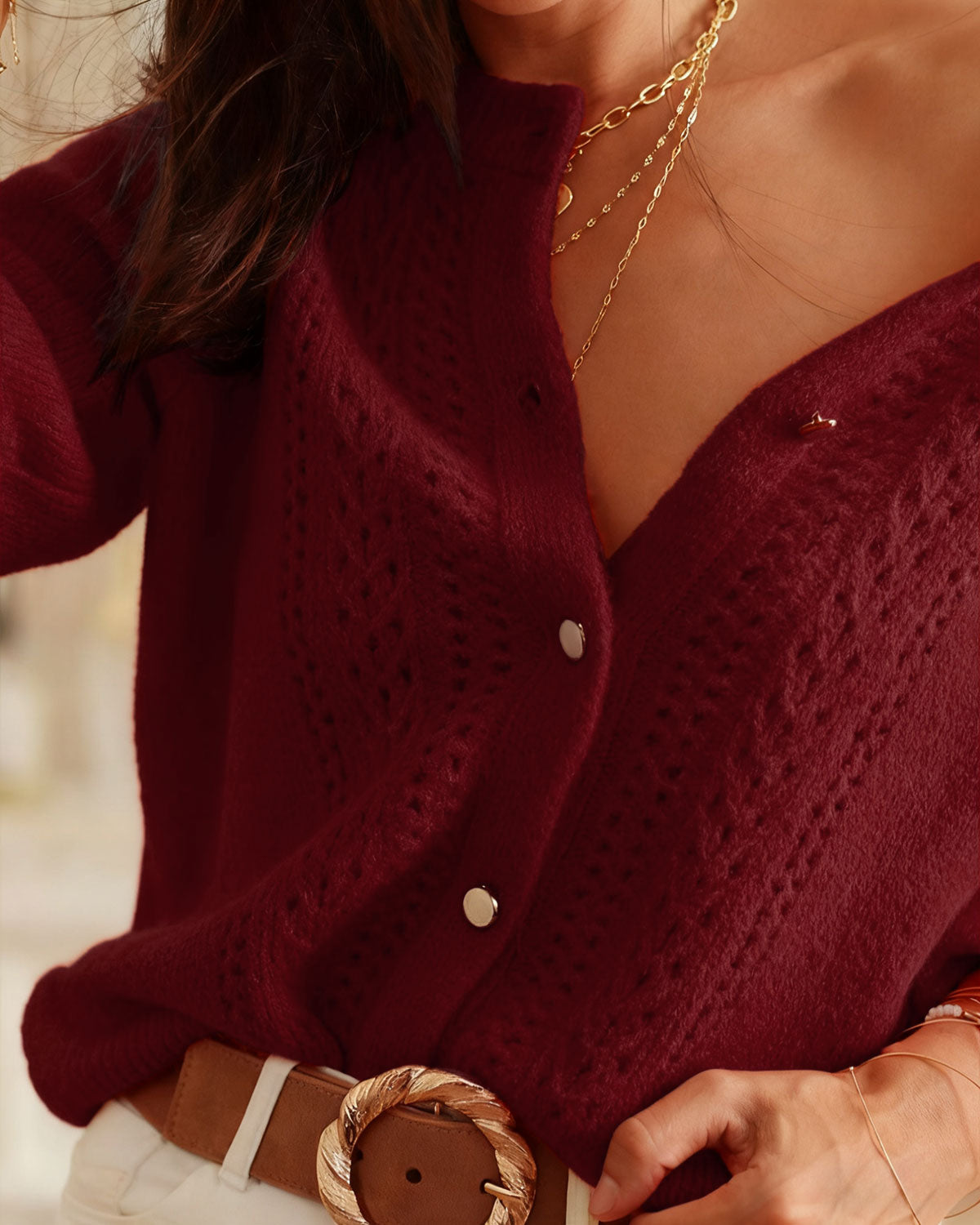 Zola | Women's Round Neck Relaxed Knit Cardigan