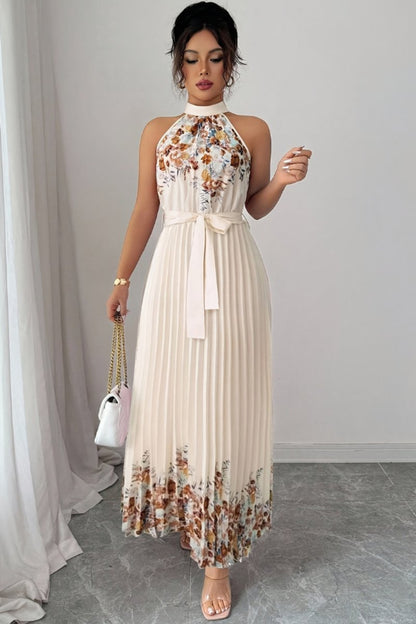 Paloma | Women's Floral Pleated Halter Midi Dress
