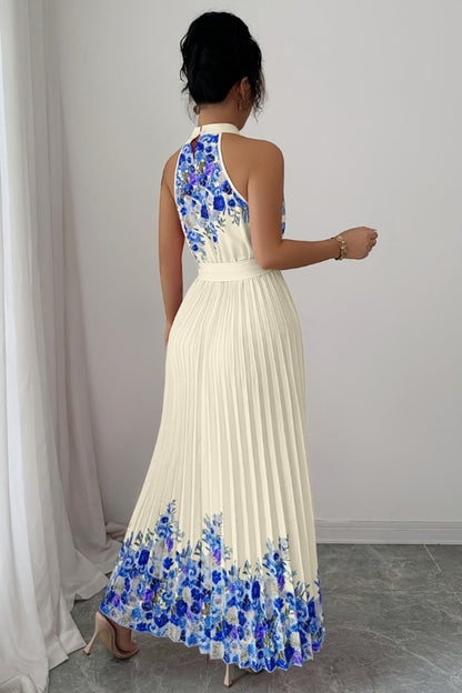 Paloma | Women's Floral Pleated Halter Midi Dress