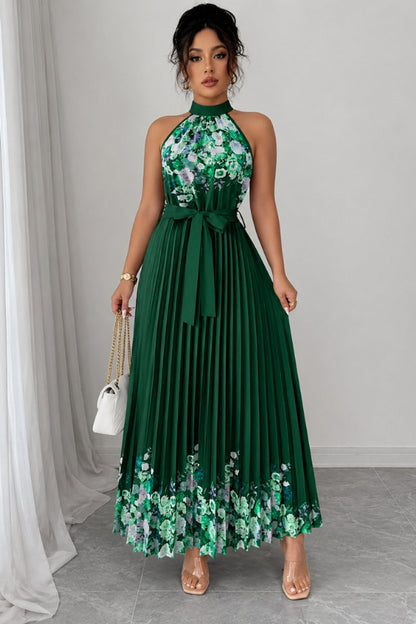 Paloma | Women's Floral Pleated Halter Midi Dress