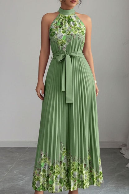 Paloma | Women's Floral Pleated Halter Midi Dress