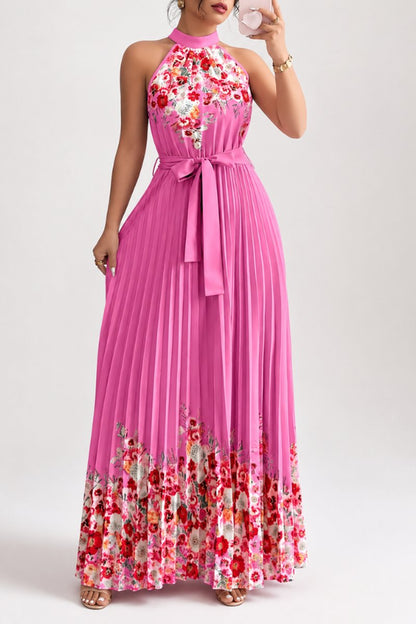 Paloma | Women's Floral Pleated Halter Midi Dress
