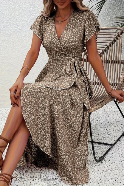 Scarlett | Women's Floral Wrap V-Neck Midi Dress