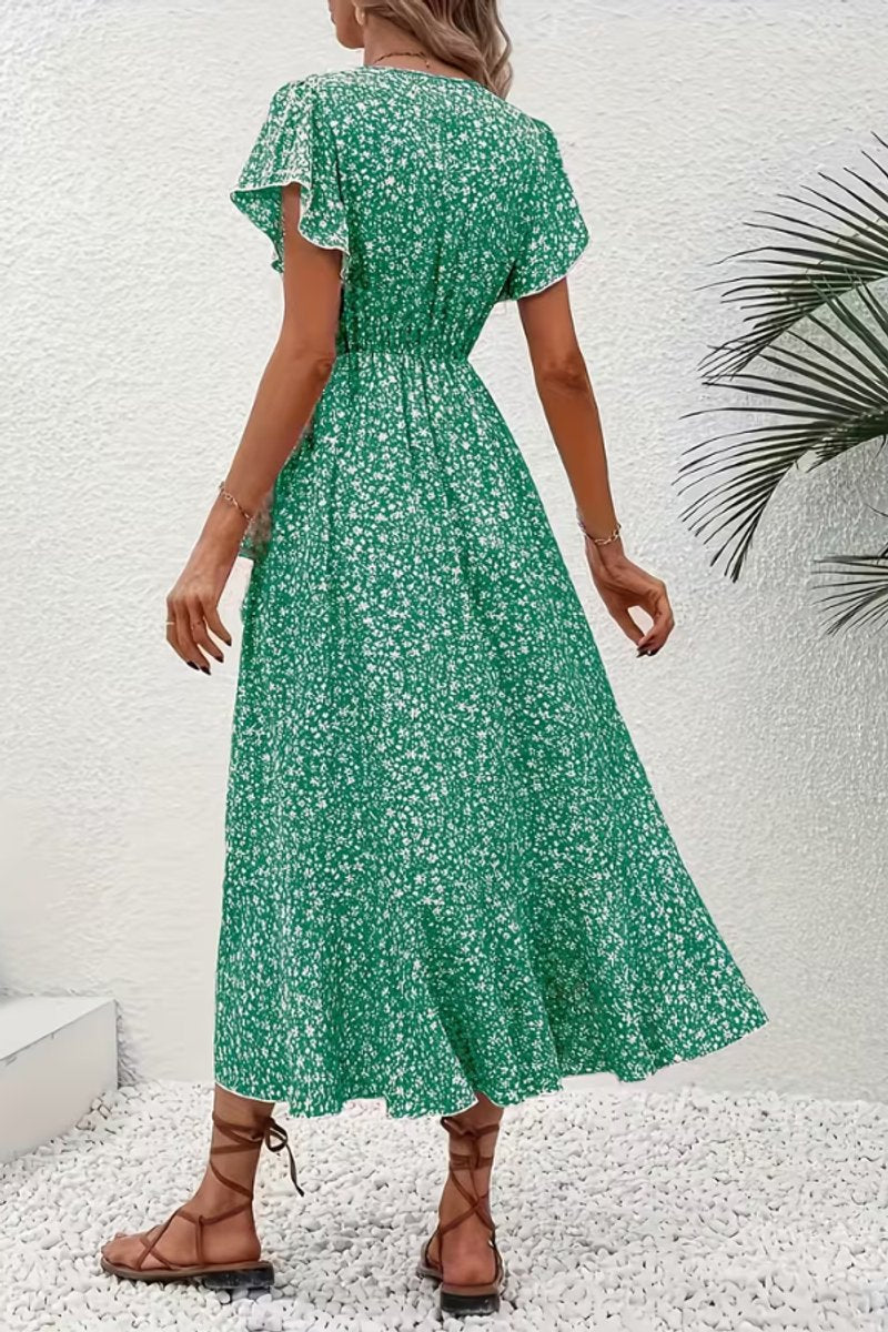 Scarlett | Women's Floral Wrap V-Neck Midi Dress