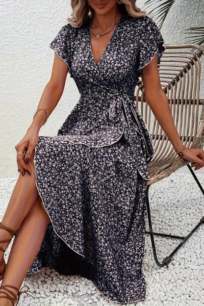 Scarlett | Women's Floral Wrap V-Neck Midi Dress