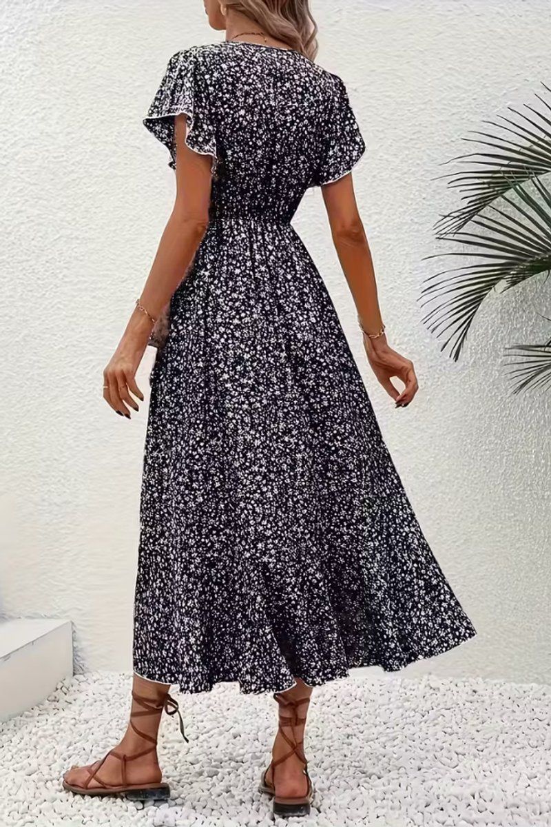 Scarlett | Women's Floral Wrap V-Neck Midi Dress