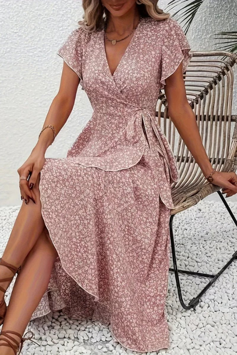 Scarlett | Women's Floral Wrap V-Neck Midi Dress