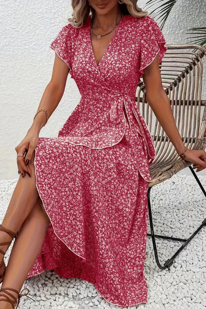 Scarlett | Women's Floral Wrap V-Neck Midi Dress