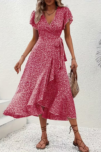 Scarlett | Women's Floral Wrap V-Neck Midi Dress