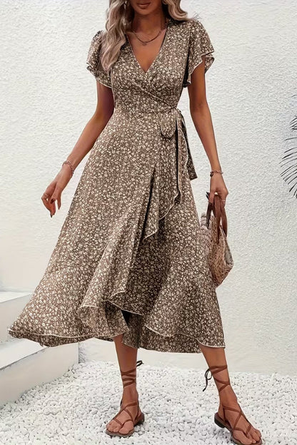 Scarlett | Women's Floral Wrap V-Neck Midi Dress