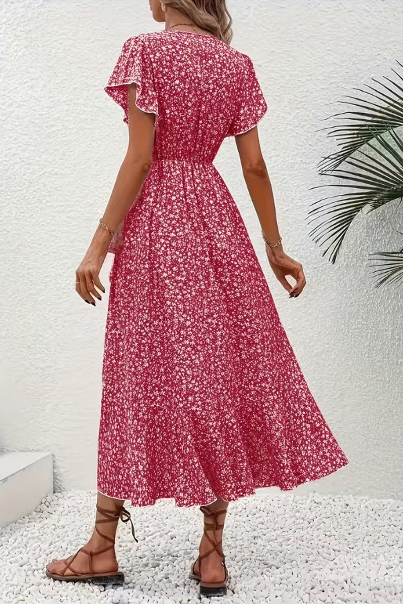 Scarlett | Women's Floral Wrap V-Neck Midi Dress