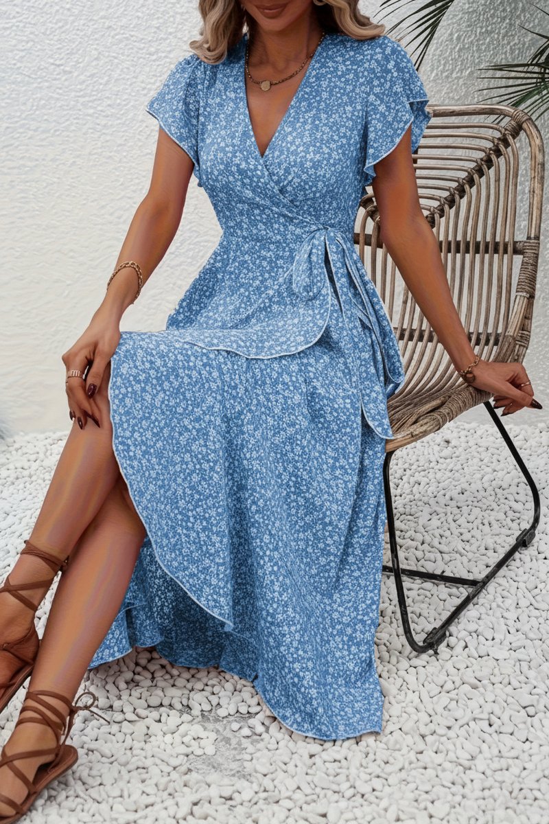 Scarlett | Women's Floral Wrap V-Neck Midi Dress
