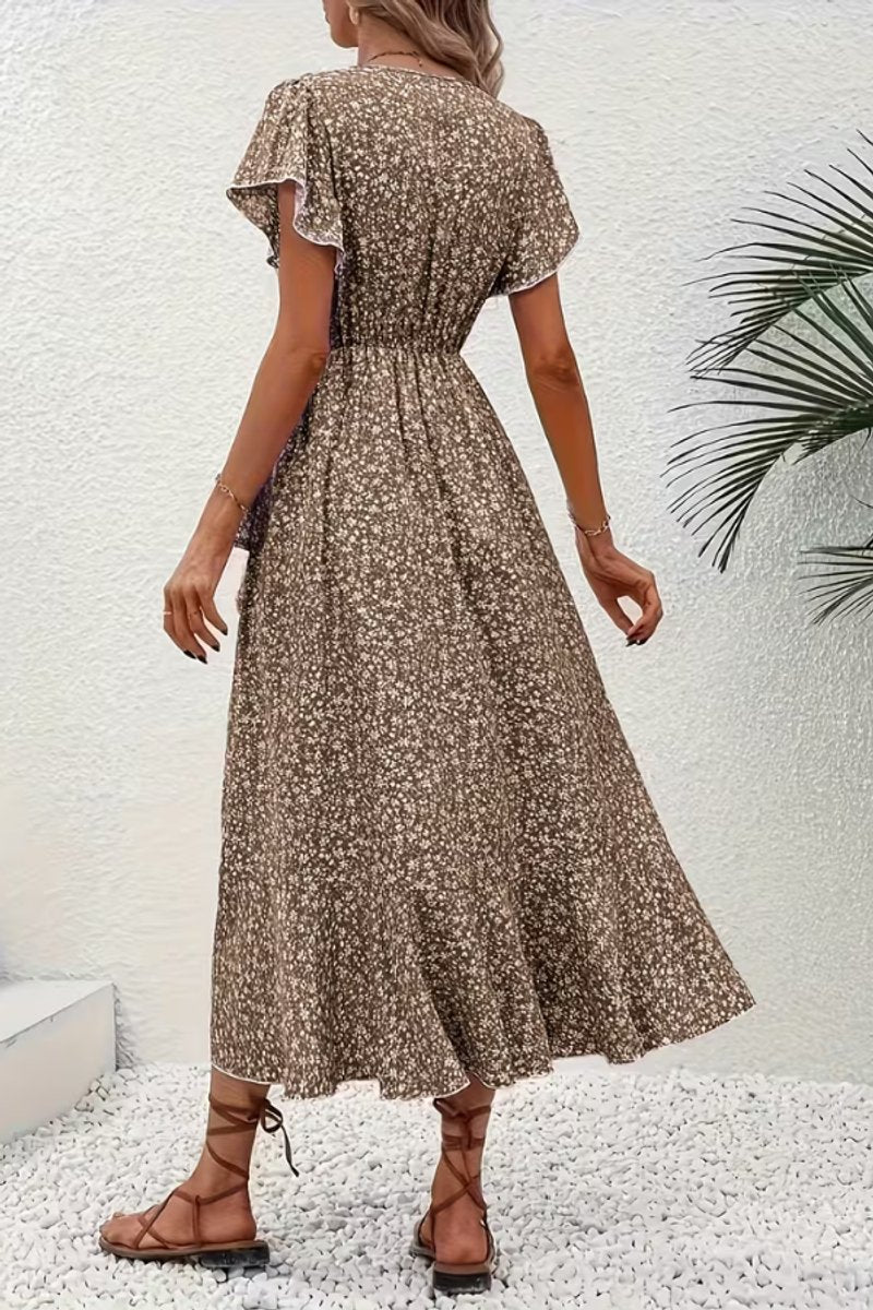 Scarlett | Women's Floral Wrap V-Neck Midi Dress