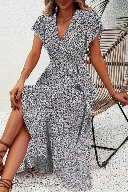 Scarlett | Women's Floral Wrap V-Neck Midi Dress