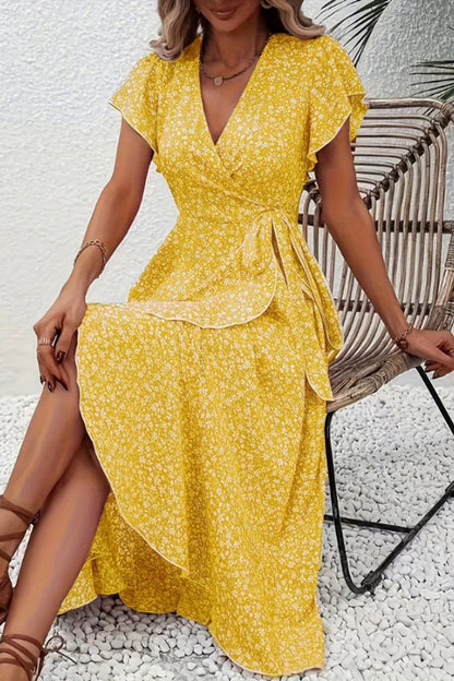 Scarlett | Women's Floral Wrap V-Neck Midi Dress