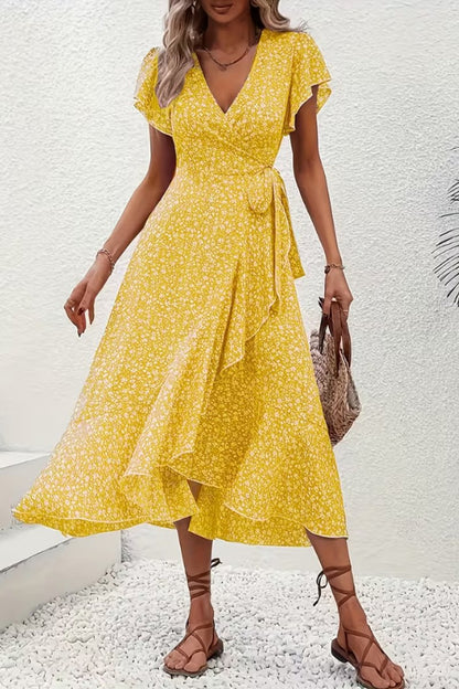 Scarlett | Women's Floral Wrap V-Neck Midi Dress