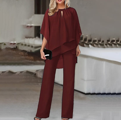 Sophia | Women's Layered Chiffon Wide Leg Pants Set