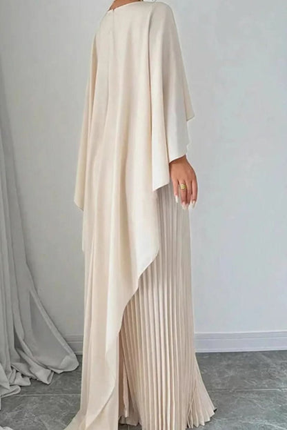 Vivienne | Women's Pleated Cape Overlay Formal Maxi Dress