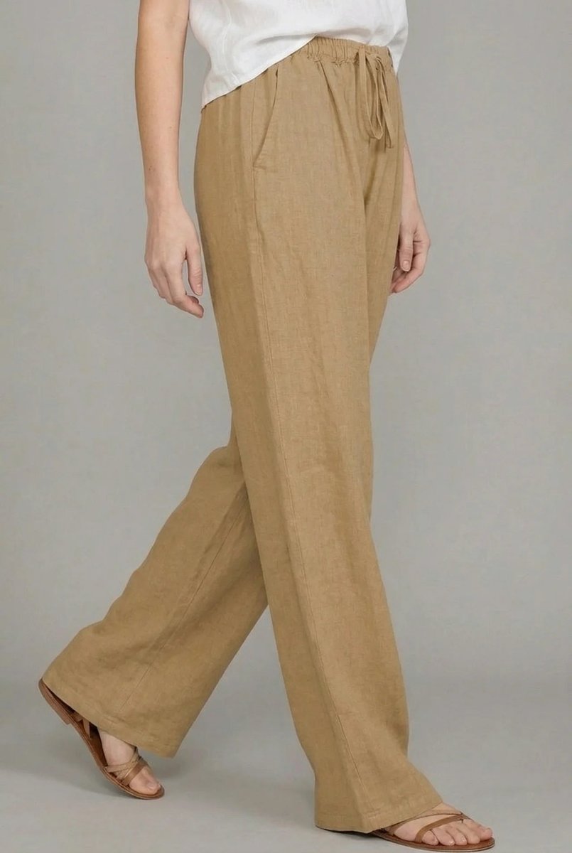 Olivia | Women's Relaxed Drawstring Linen Wide Leg Pants