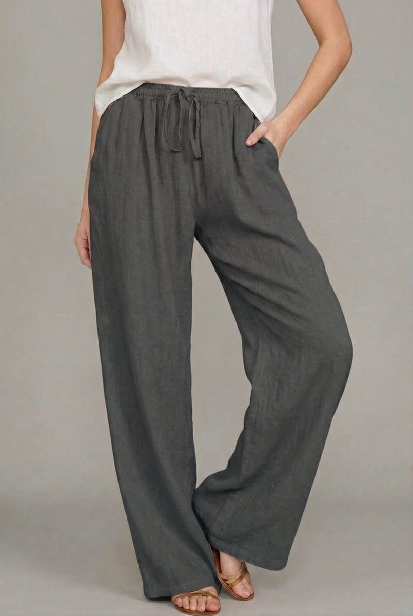 Olivia | Women's Relaxed Drawstring Linen Wide Leg Pants