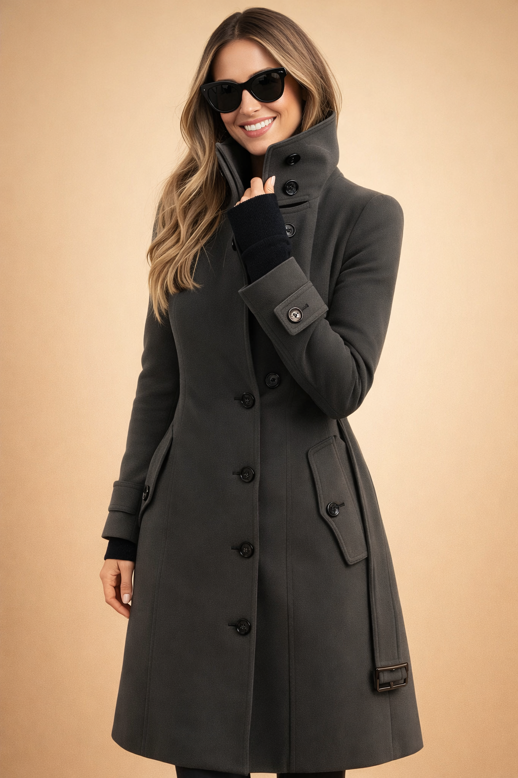 Ellie | Double-Breasted High Stand-Up Collar Winter Coat