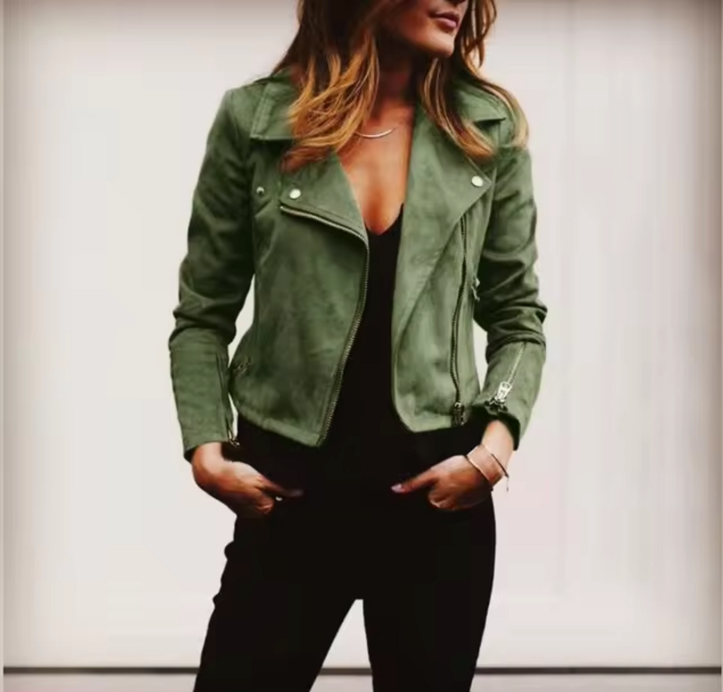 Remy | Women's Cropped Zip Suede Jacket