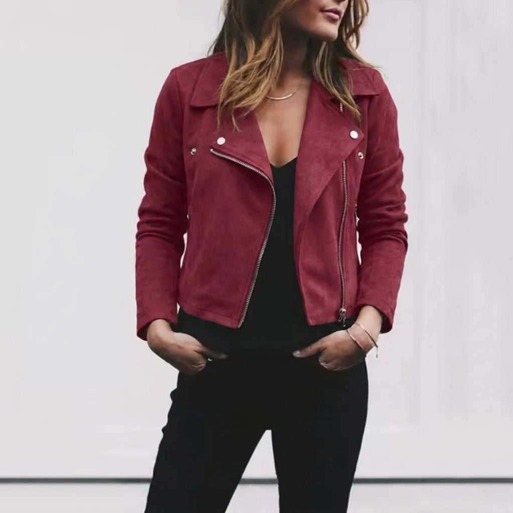 Remy | Women's Cropped Zip Suede Jacket