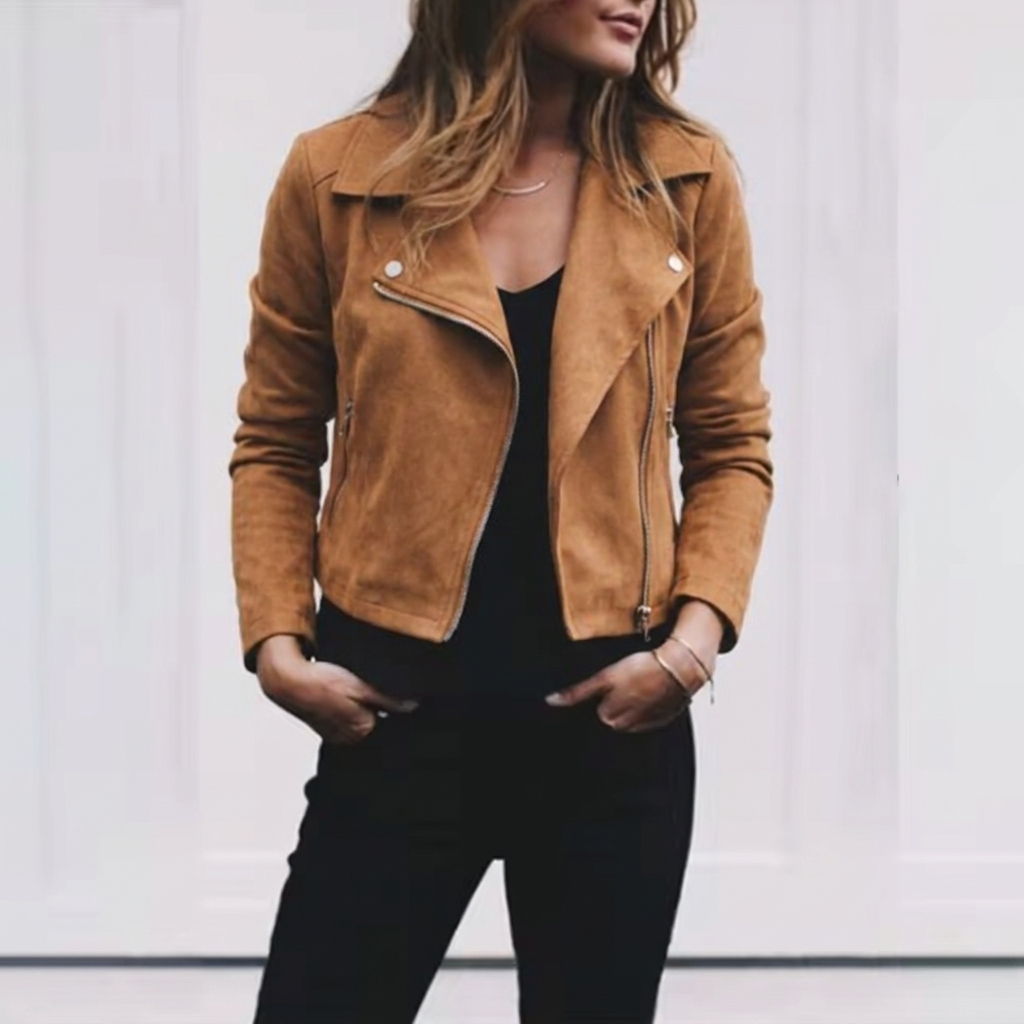 Remy | Women's Cropped Zip Suede Jacket