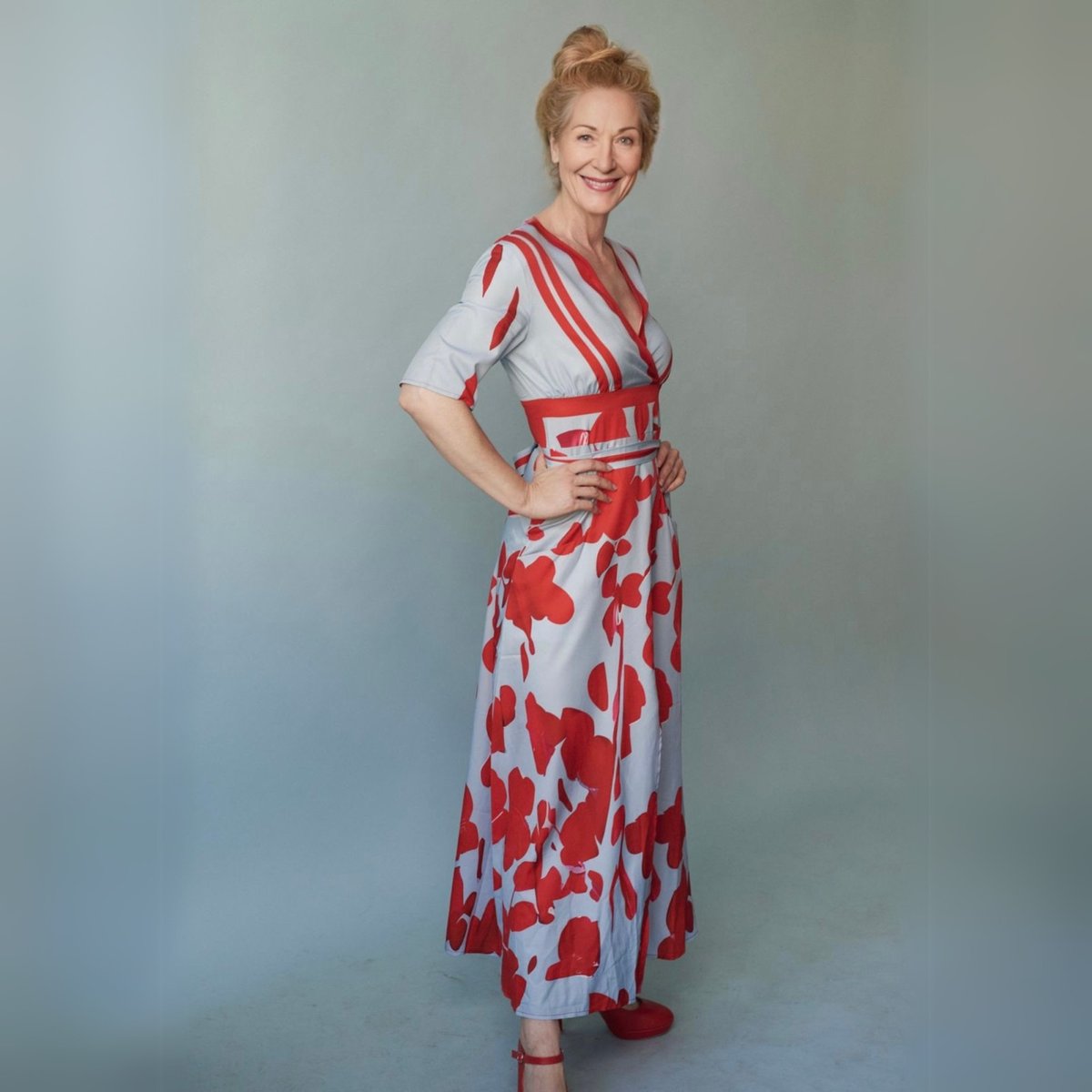 Layla | Women's V-Neck Wrap Floral A-Line Midi Dress