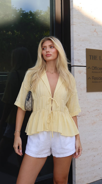 Kailey | Tie-Front V-Neck Collared Top