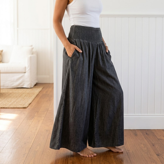 Yarrow | Smocked High Waist Palazzo Pants