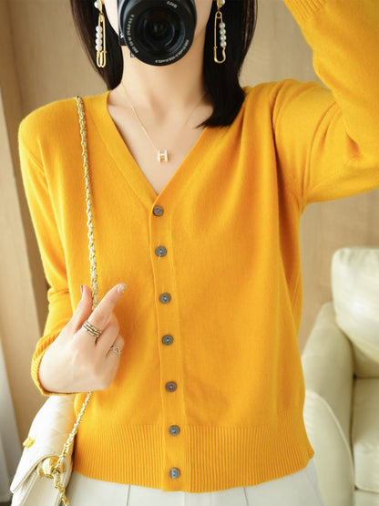 Joy | Women's V-Neck Button-Front Long Sleeve Cardigan