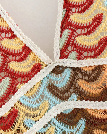 Evara | Crochet Chevron Halter Boho Maxi Dress